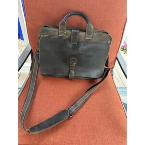 Vintage Leather Computer Bag 15" Dark Brown Crossbody Penn National Gaming Inc